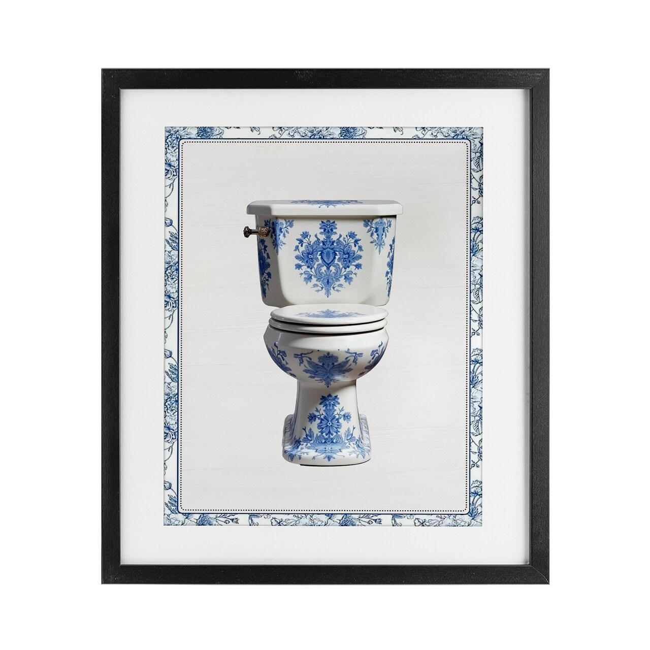 Stupell Industries Vintage Chinoiserie Toilet Framed Print Under Glass, design by Lettered and Lined